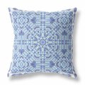 Homeroots 16 in. Cyan & Blue Geostar Indoor & Outdoor Throw Pillow Light Blue 415014